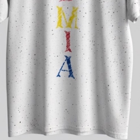BBMIA Couture Custom Tee T-Shirt White Speckled Tee with Colorful Print - Picture 4 of 6